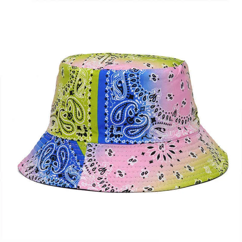 2021 Sombreros de cubo de verano Imprimir Sombrero de pescador plegable Mujer Playa suave Sol Pescador Cap Hombre Moda Mujer Panamá Sombrero de cubo G220311