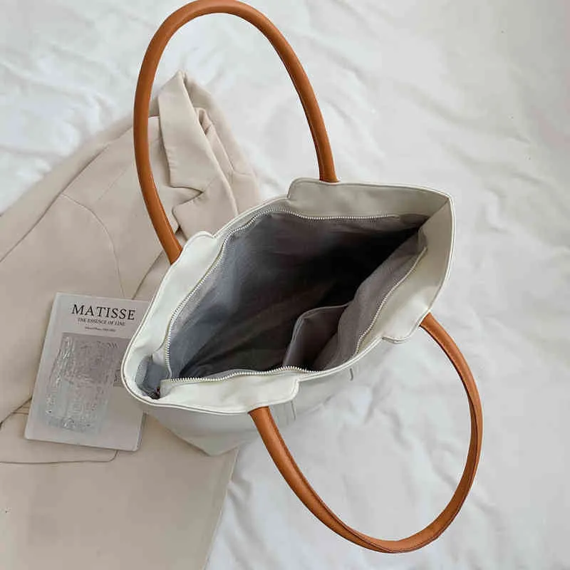 Alışveriş Çantaları Rahat El Kadınlar Için Tasarımcı Tote Çanta Sast Fourre Tout Femme Bolso Grande Seyahat Katı Yumuşak Omuz Klasik Yeni 220309