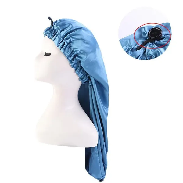 long Oversized elastic satin barrel silk hair bonnet Breathable sleeping cap turban sleep Headwear hats for adult281h