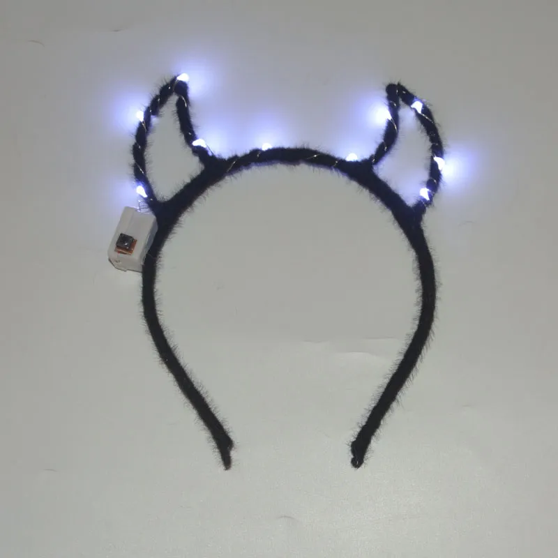 LED 깜박임 가벼운 성인 어린이 할로윈 악마 머리띠 의상 멋진 파티 모자 크리스마스 악마 호른 머리 후프
