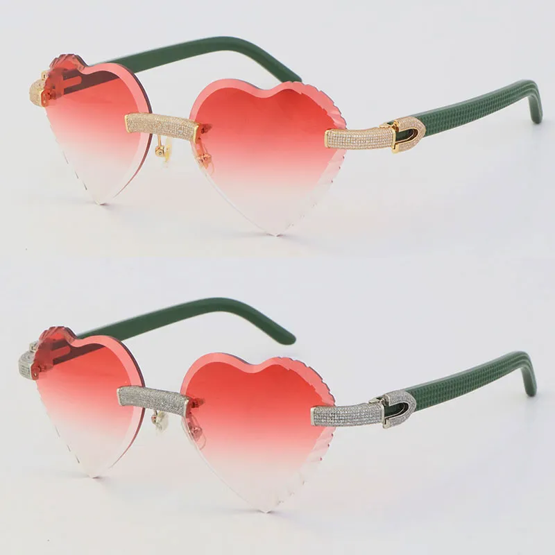 Nowy metalowy mikro-pawiany diamentowy zestaw okręgowe okulary przeciwsłoneczne kobiety Białe wewnątrz czarnego bawoła rogu słonecznego drewniane męskie i żeńskie f278n