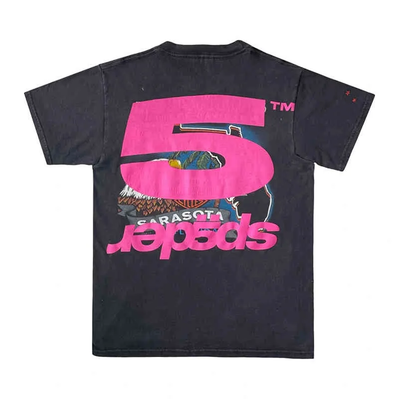 Camiseta con estampado de tela de araña para hombre y mujer, remera con estampado de espuma de calidad 1:1, camisetas a la moda, camiseta rosa para jóvenes Thug Sp5der 2022 555555