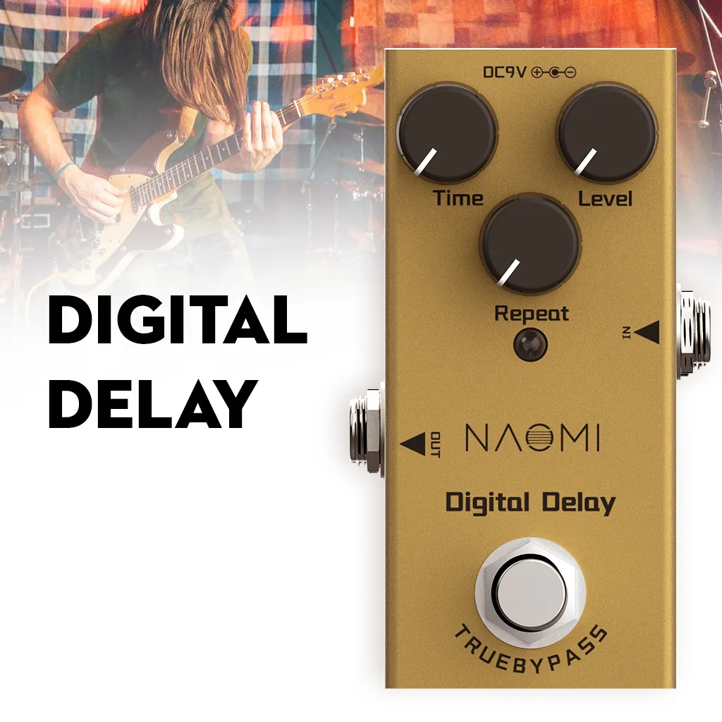 Mini digital effekt gitarreffekt pedal enkel digital fördröjning dc 9v true bypass ny effekt pedal7574648
