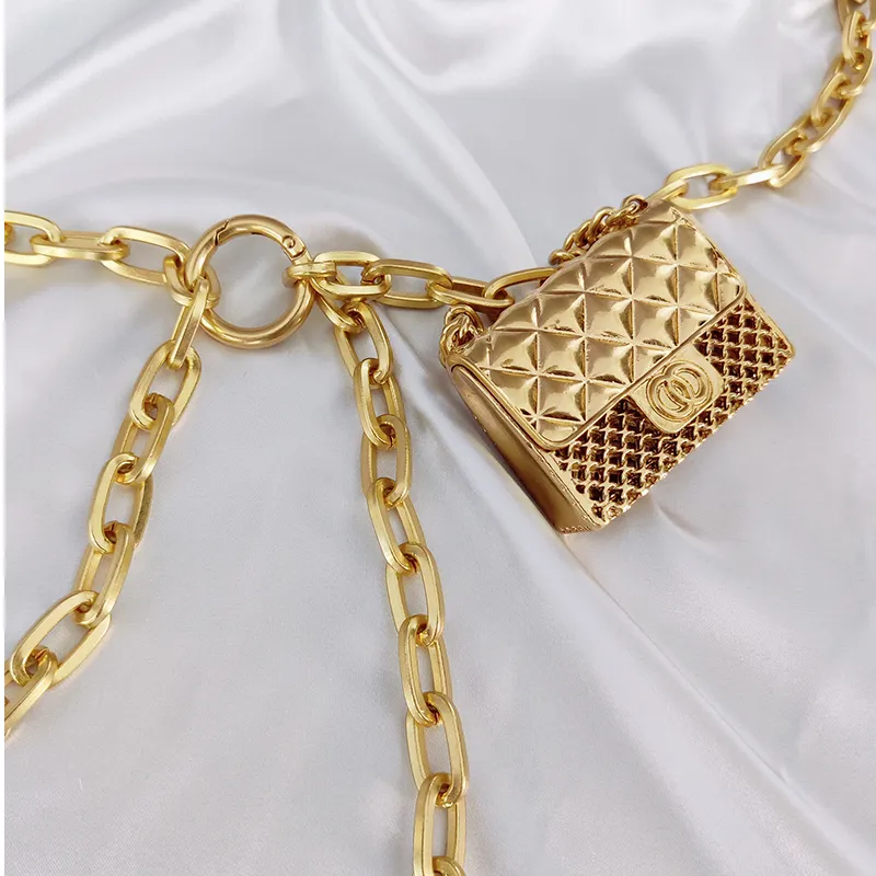 Fashion Luxury Designer Women Chain Belts for Pants Dress Mini Vintage Waist Gold Metal Bag Waistband Body Jewelry Accessories 220301