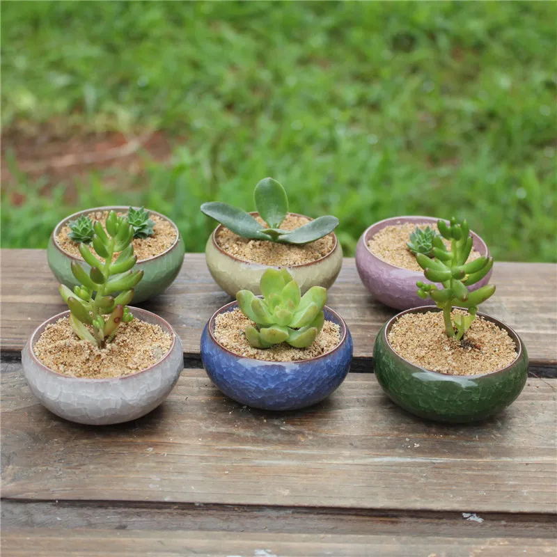 i pratico ceramica rotonda da giardino mini fioriere traspirabili piante succulente la casa Piante FlowerPot301K