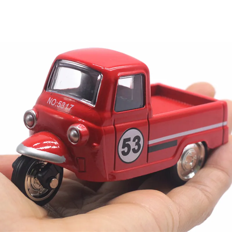 Mini stop z plastiku z trójkołowca Symulacja retro trójkołowa motocyklowa zabawka Diecast Autorickshaw Model Figur Figer Toys For Kids Prezenty 223626585