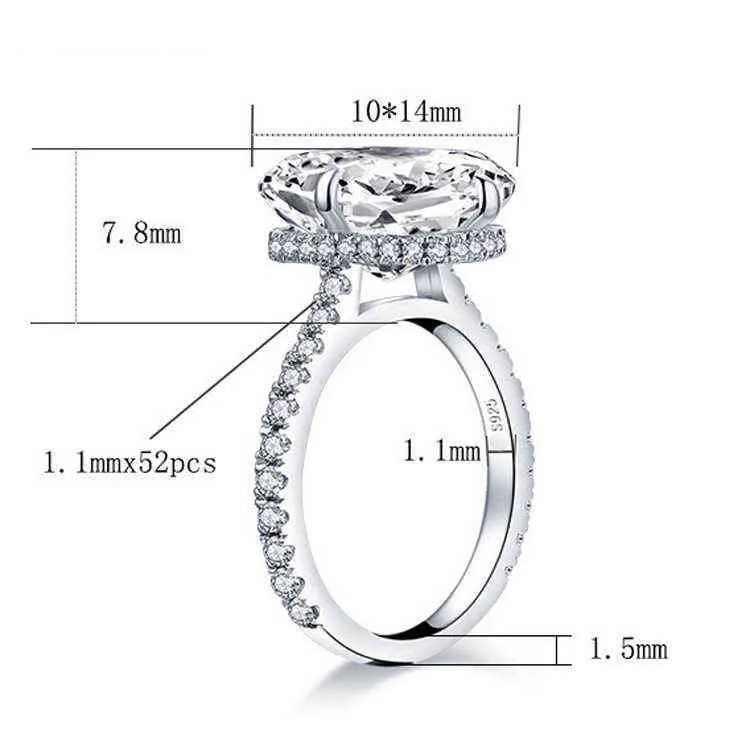 S925 Sterling zilveren verlovingsringen 6ct ei vorm diamant paar trouwring luxe sieraden big 2202073017545