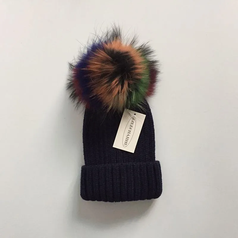 Zjbechahmu kapelusze zima prawdziwe futrne pompoms 15cm kapelusz ciepłe czaszki czapki czapki kobiety dziewczyna moda kolorowy szop szopa 2020 New1283h