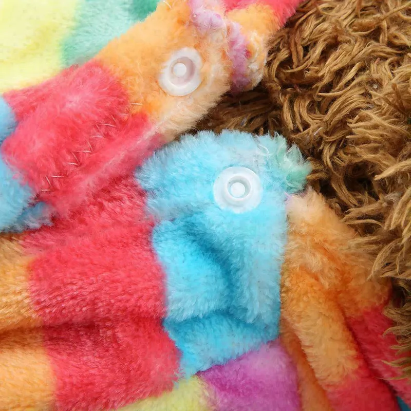 Mjuk flanell hund jumpsuit färgglada vinterkläder liten valp kappa husdjur kläder varm hoodie kläder hem leveranser y200917