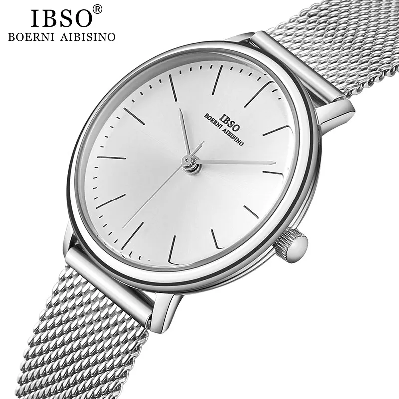 Ibso Women Bransoleta Watch Fashion Geneva Designer Japan Quartz Sliver Sliver ze stali nierdzewnej żeńskie Prezenty na rękę Relogio feminino 22265a