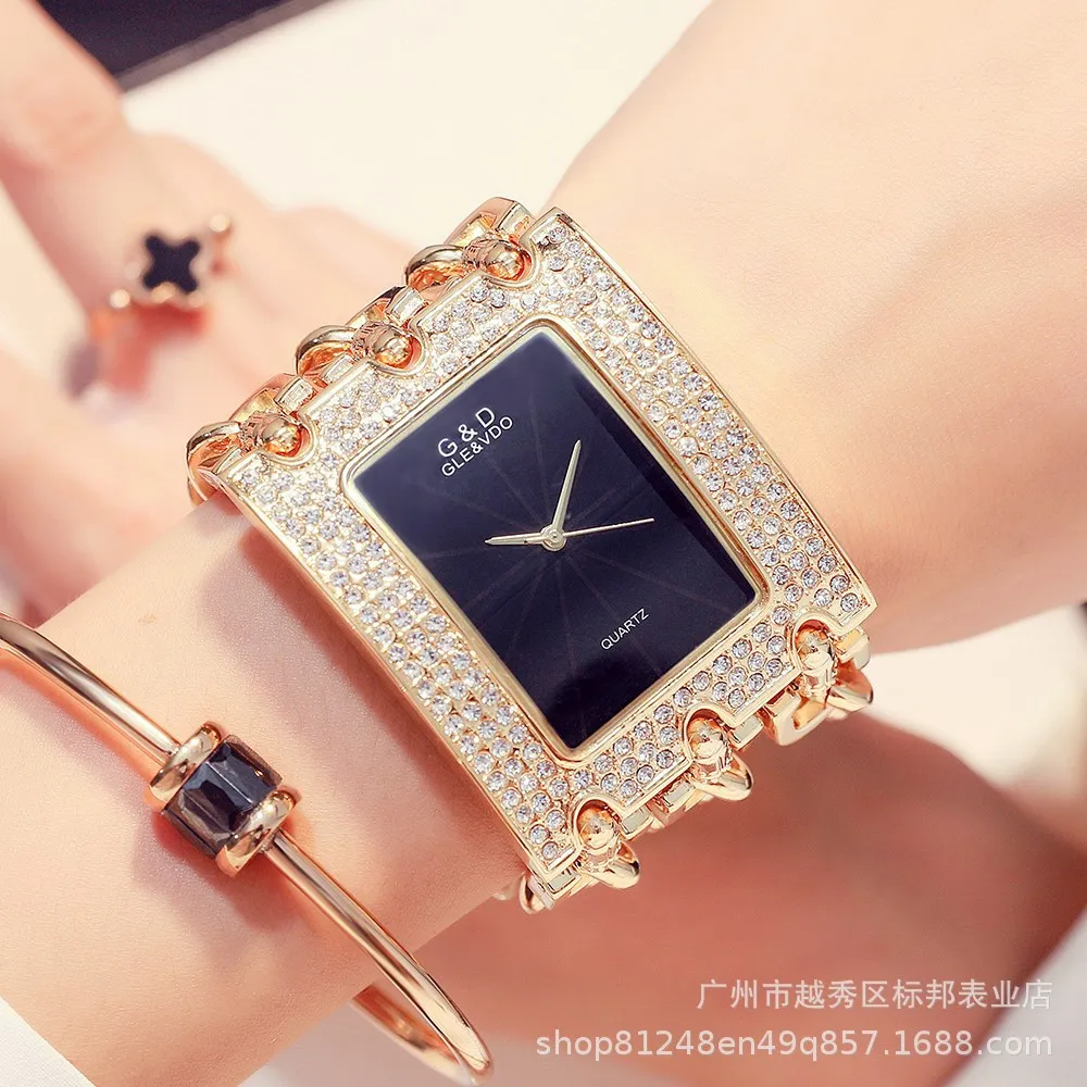 Diamond D Gaishideng Trade Trade Tregrold Tree łańcuchowy duży diamentowy kwarcowy Watch Watch nie-mechaniczny WATC251J