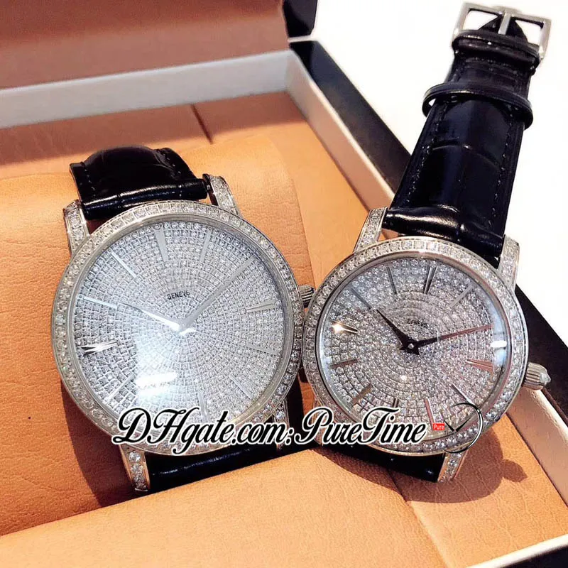 TWF Traditernelle Swiss Quartz Mens Womens Watch Full Paved Diamonds Dial 82760 000g-9952 الساعات السود