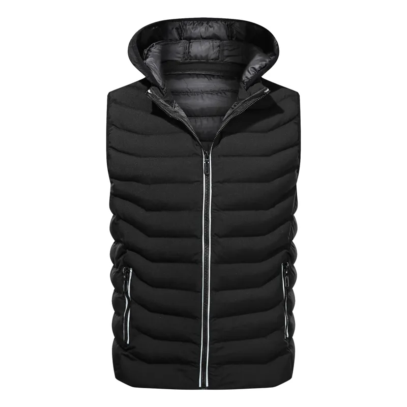 Men Winter Fashion Thick Hooded Sleeveless Vest Jacket WaistCoat Mens Autumn Casual Warm Cotton-Padded Vests Waistcoat 201128