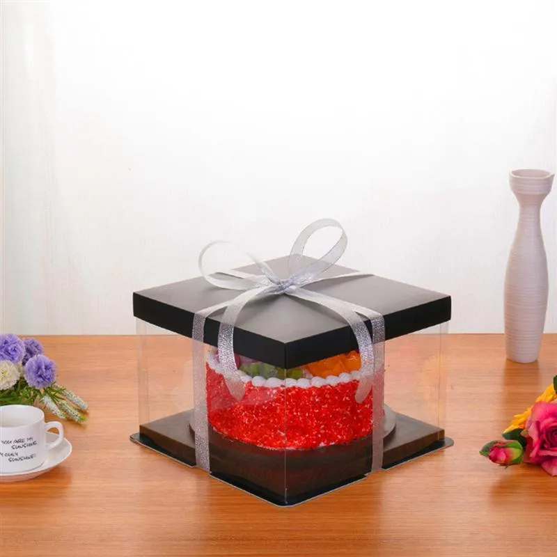10 pollici trasparente scatola di torta di plastica trasparente display quadrato cottura muffin imballaggio cupcake contenitore di stoccaggio con coperchio2987