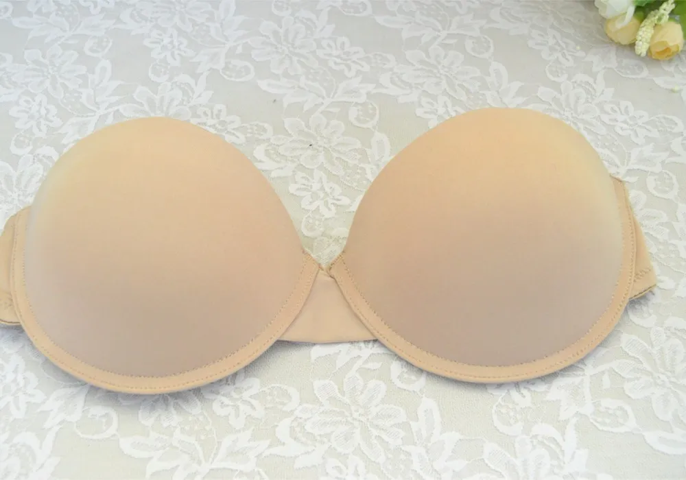 Reggiseno trasparente trasparente Reggiseno push-up imbottito da donna Reggiseno senza spalline Convertibile Regolato Grande mezza tazza Semplice lingerie sexy Tutti i giorni LJ200821