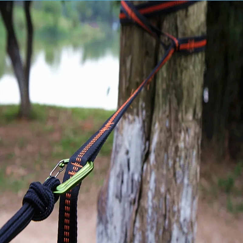 2 pièces sangles de hamac super solides avec boucles mousquetons Camping randonnée Hamac arbre ceinture suspendue corde balançoire Yoga aérien corde de liaison Y257K