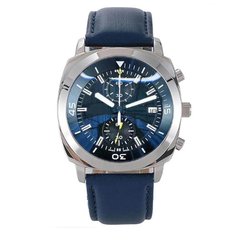 Cronógrafo quartzo relógios masculinos mostrador azul relógio esportivo militar montre de luxo relógios de pulso para homens de negócios reloj231b