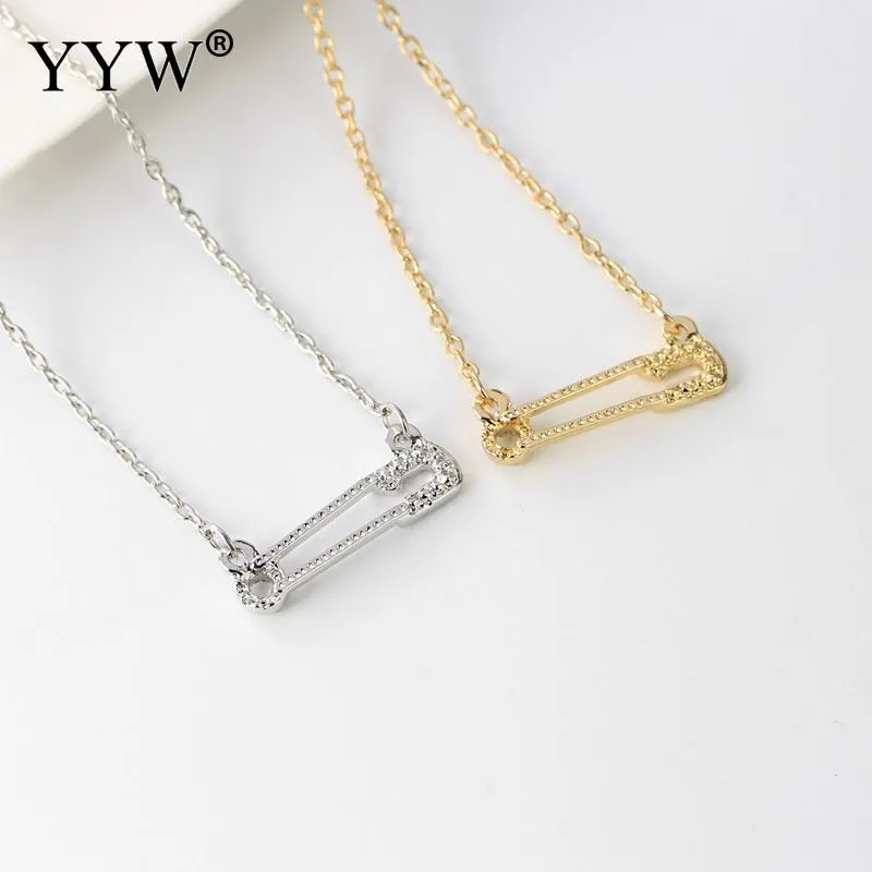 Collier de bijoux avec pendentif épingle de sûreté, chaîne ovale avec strass pour femmes, 285k