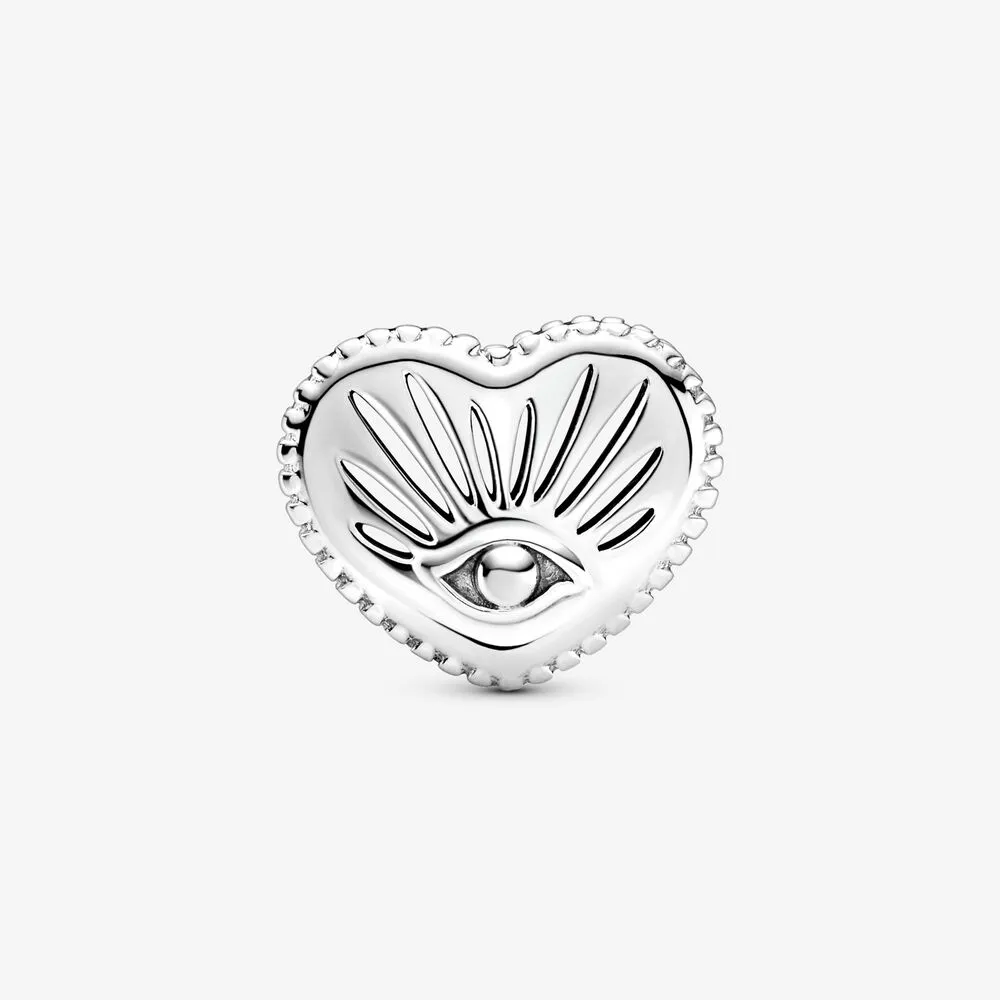 100% стерлингового серебра 925 пробы, всевидящее око, подвески в форме сердца, подходят для оригинального европейского браслета-подвески, модный женский свадебный обручальный Jewel2343