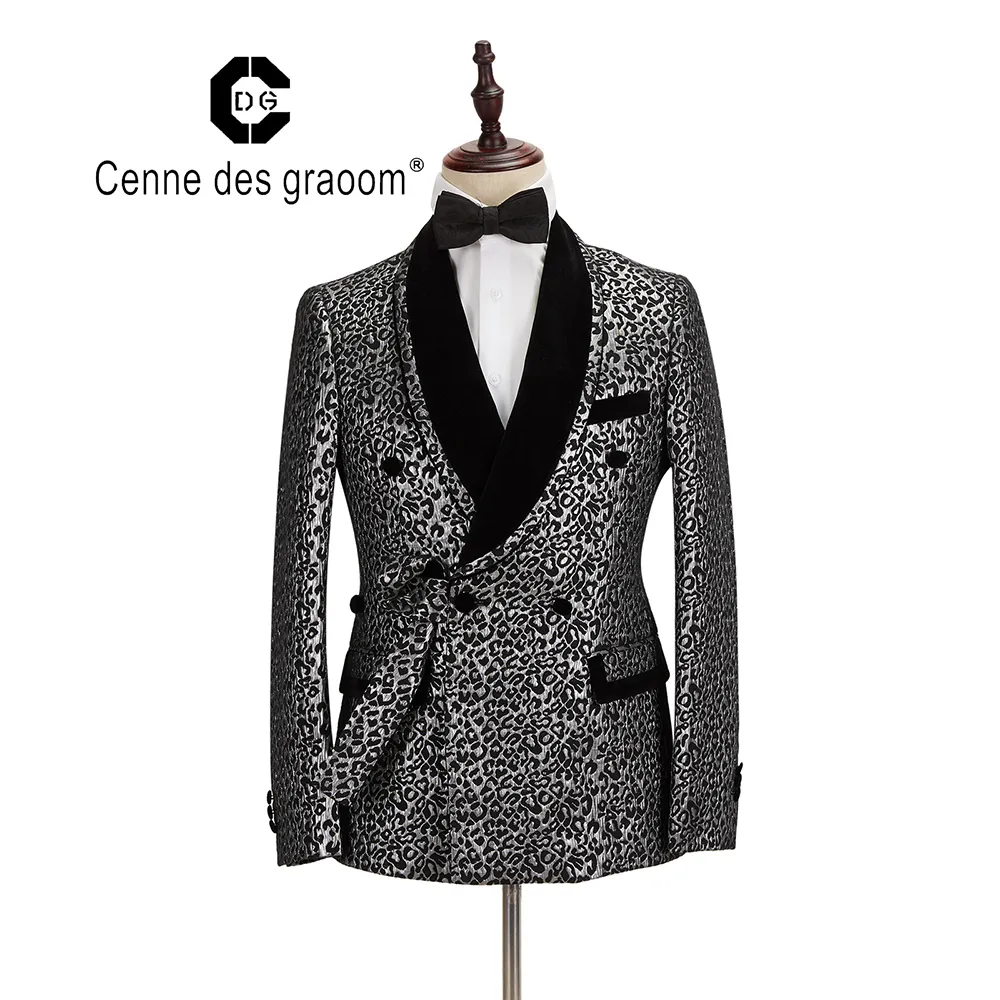 Cenne Des Graoom New Men Suit Costume Blazer 2 Pezzi Design elegante Velluto Risvolto Festa di nozze Smoking dello sposo DG-Black2 201106