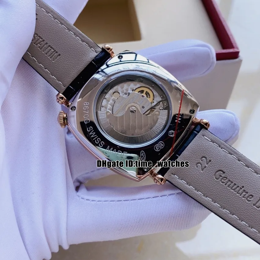 Nouveau 40mm Historiques American 1921 Montre automatique pour homme 82035 000R-9359 Boîtier en or rose Cadran blanc Bracelet en cuir marron de haute qualité301k