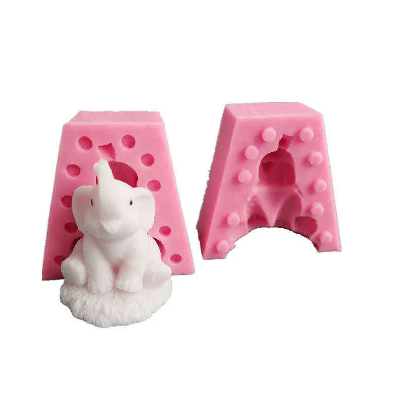 SJ 3D Elephant Moule de bougies Moule de silicone pour bougies Faire des moules à résine faits à la main pour le moule à cire en plâtre H1222