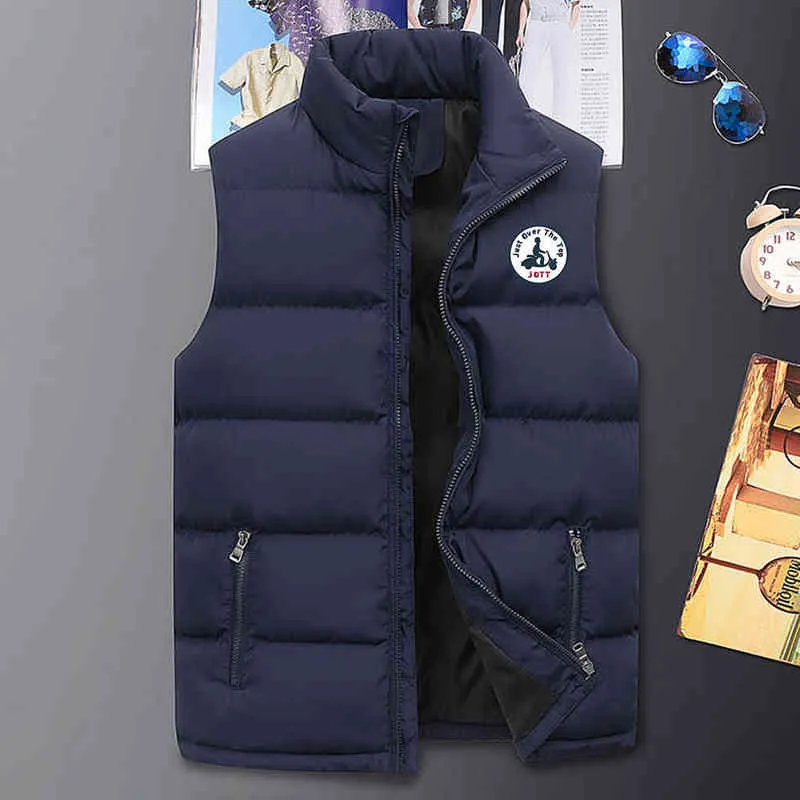 2022 Winter Warm Men039s Sleeveless Down Jacket Outdoor Zipper Vest Standup Collar Waistcoat Man JOTT Printed Plus Size Veste 9167590