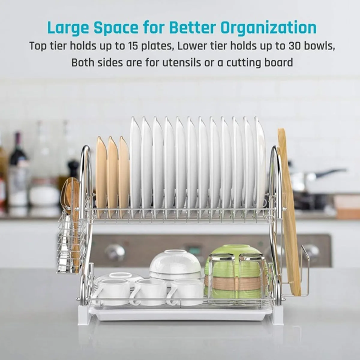 2-3 Tiers Dish Drying Rack Kitchen Washing Holder Basket Plated Iron Kitchen LNIFE Sink Dish Drainer Drying Rack Organizer Shelf T201C