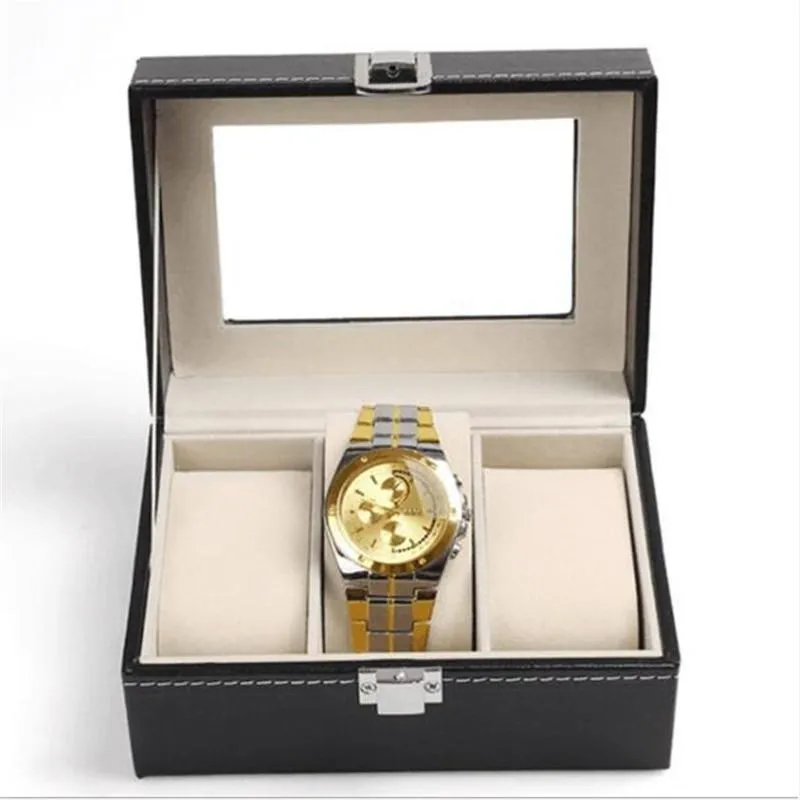 Boîtes de montres Cas 1 2 3 5 6 10 12 Grids Pu En cuir Box Boîte Boîte Organisateur pour les montres en quartz Affichage de bijoux avec écluse Gift247m