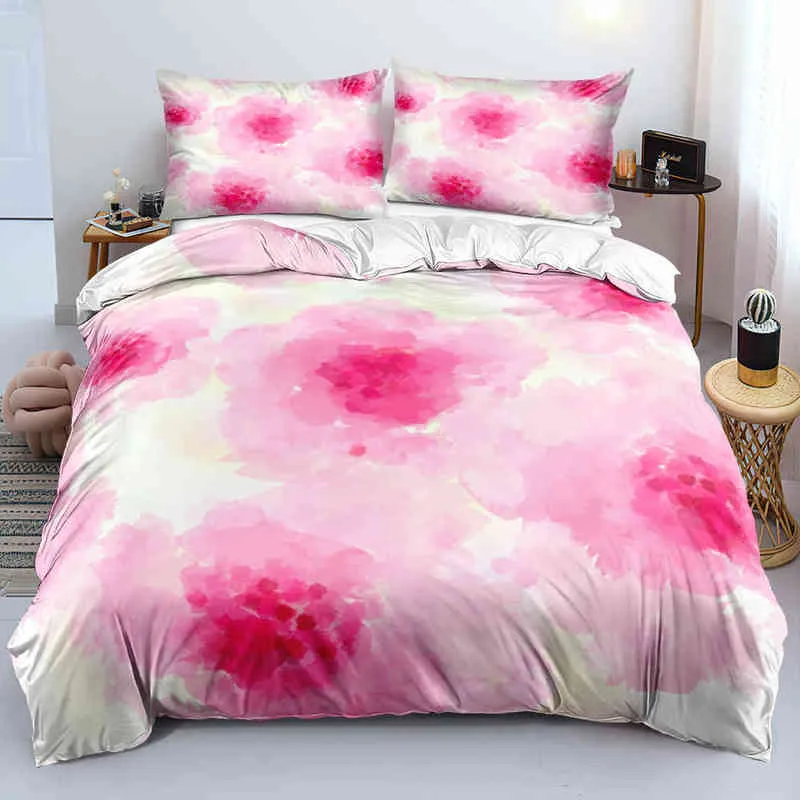 3D Design Flowers Duvet Cover Sets Bed Linens Bedding Set Quilt Comforter Covers Pillowcases 220x240 Size Black Home Texitle 21122261G