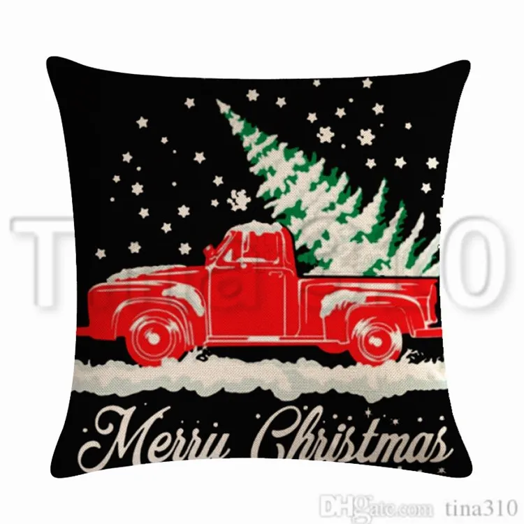 Decoraciones navideñas de camioneta roja serie de árboles de navidad