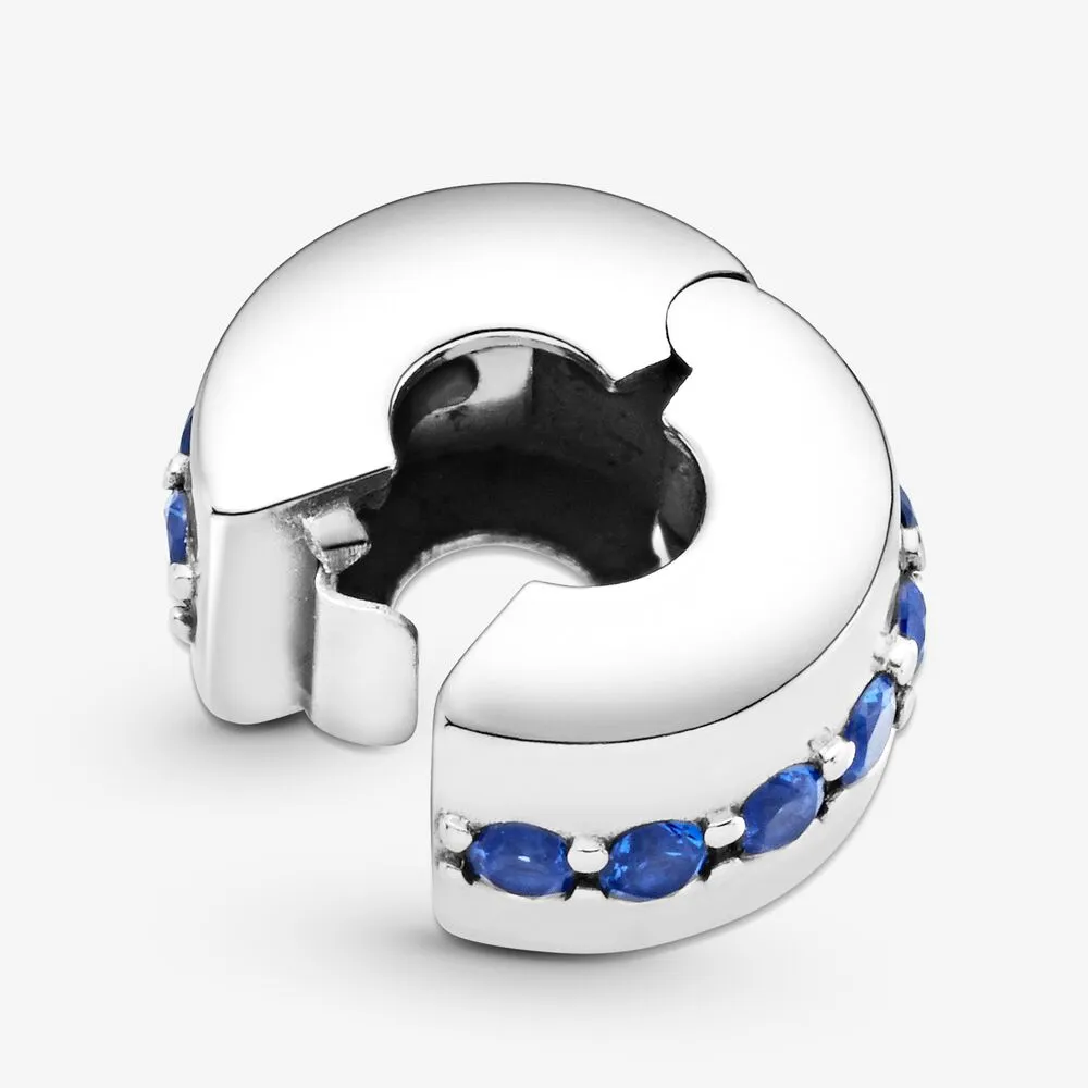 100% 925 prata esterlina azul brilho clipe encantos caber original europeu charme pulseira moda jóias acessórios316m