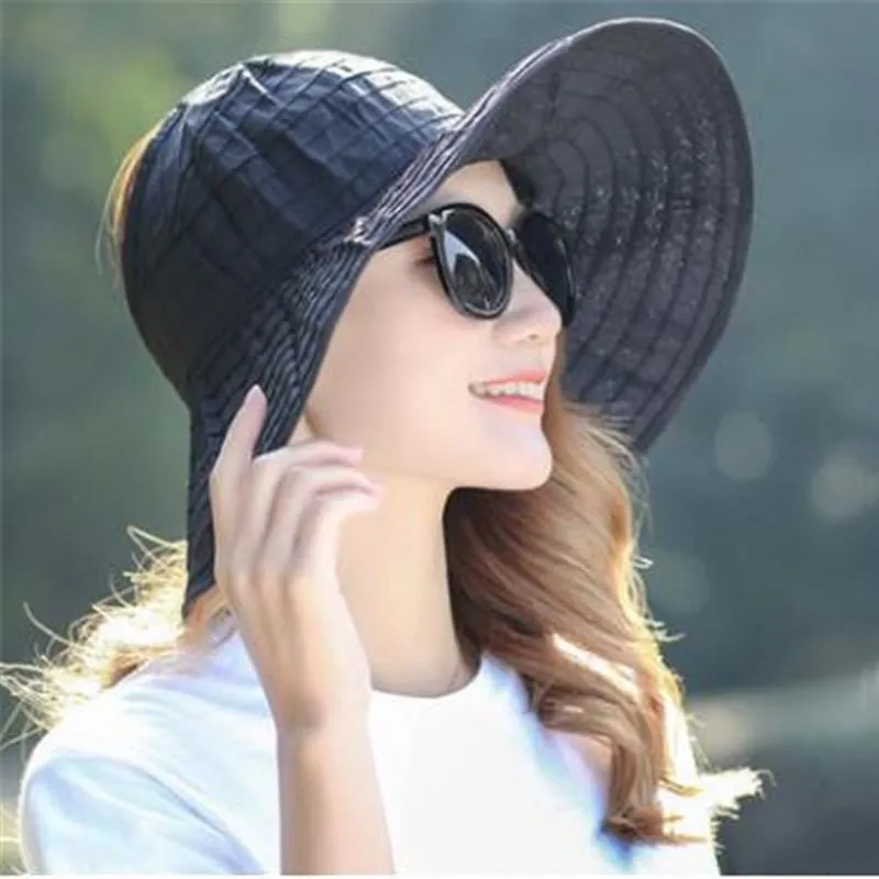 Summer Sun Hat Womens Foldbar Roll Up Cap Wide Brim Diaturb Beach Hat Brodery Straw Cap Floppy Beach Sun281n