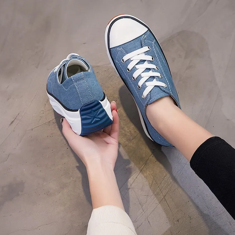 Kadın ayakkabı 2022 yeni dantel up sığ katı sneakers kalın alt leopar baskı rahat klasik tuval rahat açık havada bahar sonbahar HM225