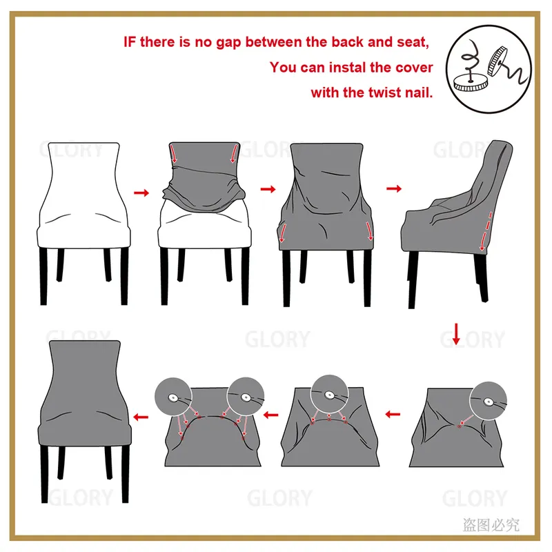 Tecido de veludo real inclinado Cadeira de braço capa grande tamanho de ala Bakc rei traseira assento para el partido banquete home 220222