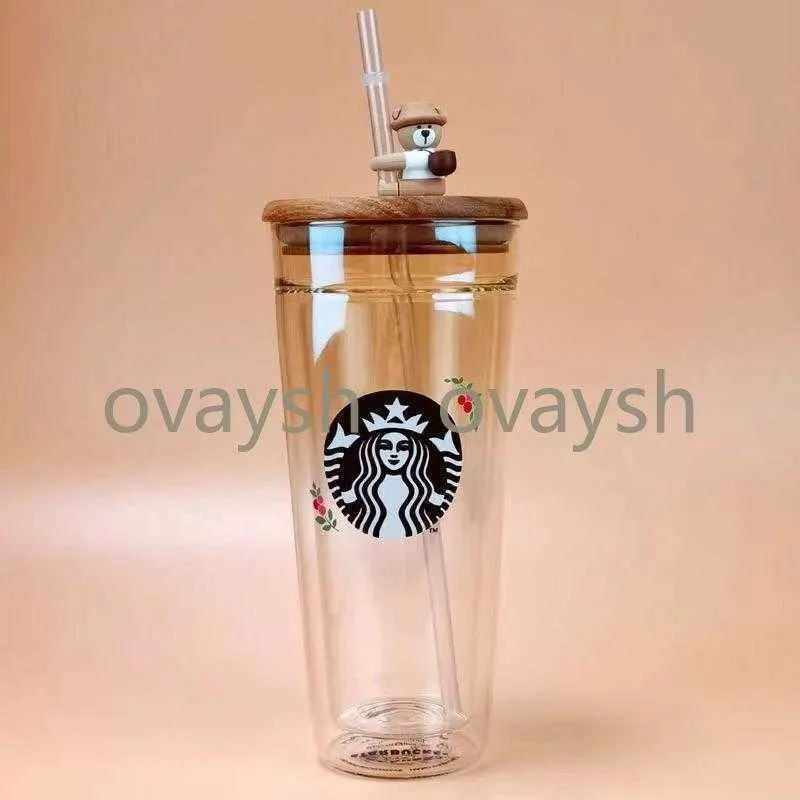 2021 edición limitada Starbucks tazas de gran capacidad de vidrio acompañante de vidrio con strawsyqx