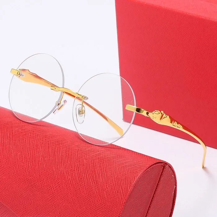 2020 moda para hombre gafas de sol deportivas para hombres gafas de cuerno de búfalo vintage marco de leopardo plateado dorado mujeres gafas de sol sin montura con b254Z