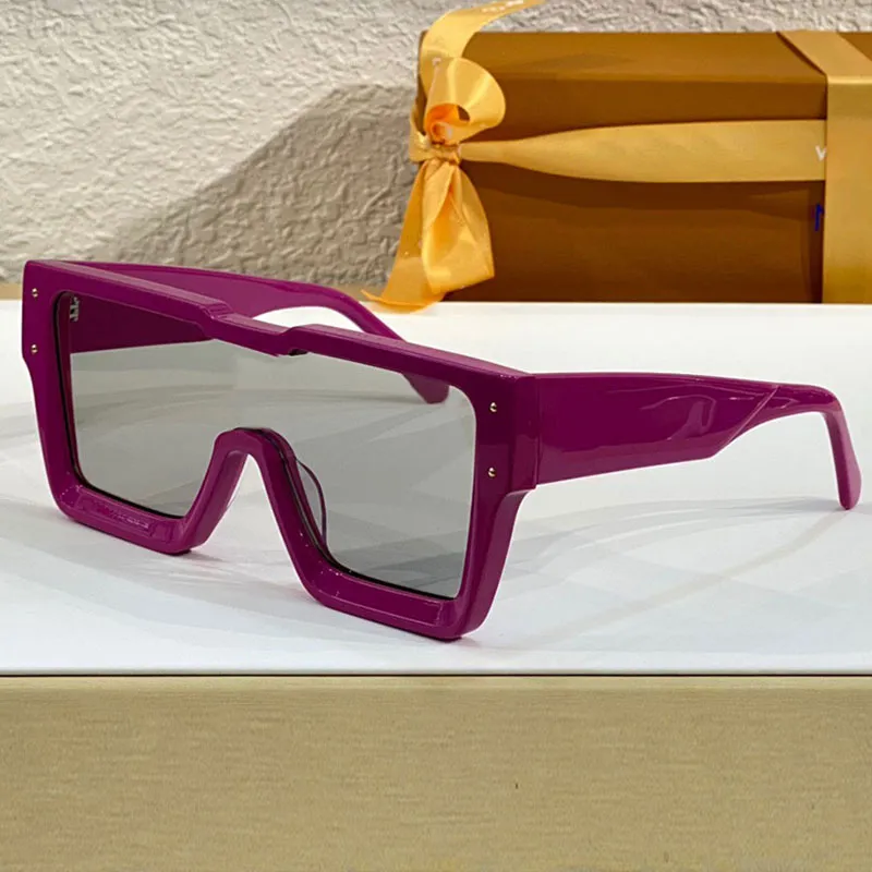 Lunettes de soleil Cyclone violettes pour hommes Z1641E, lunettes de soleil classiques de styliste pour hommes, monture épaisse, pont de nez décoratif, fleur en cristal, Personalit296K