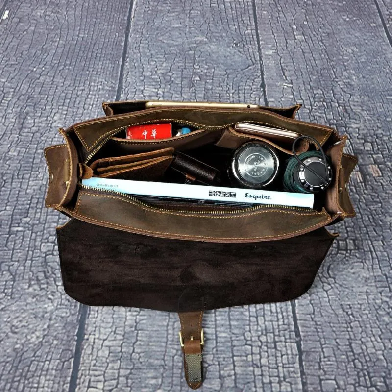 Мужской дизайнерский деловой портфель из натуральной кожи 13, чехол для документов для ноутбука, винтажная сумка через плечо Commercia Attache Portfolio 20276W