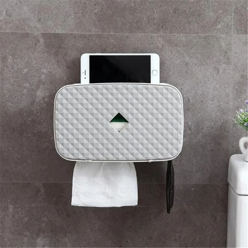 Ny vattentät väggmontering toalettpappershållare hyllan för toalettpappersbricka rullar handdukhållare vävnadslåda förvaringslåda Tray224f