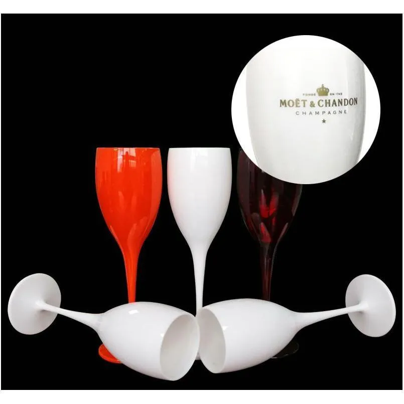 Moet Cups Akrilik Kırılmaz Şampanya Şampanya Plastik Portakal Beyaz Chandon Şarap Buz İmparatorluk Goblet205b