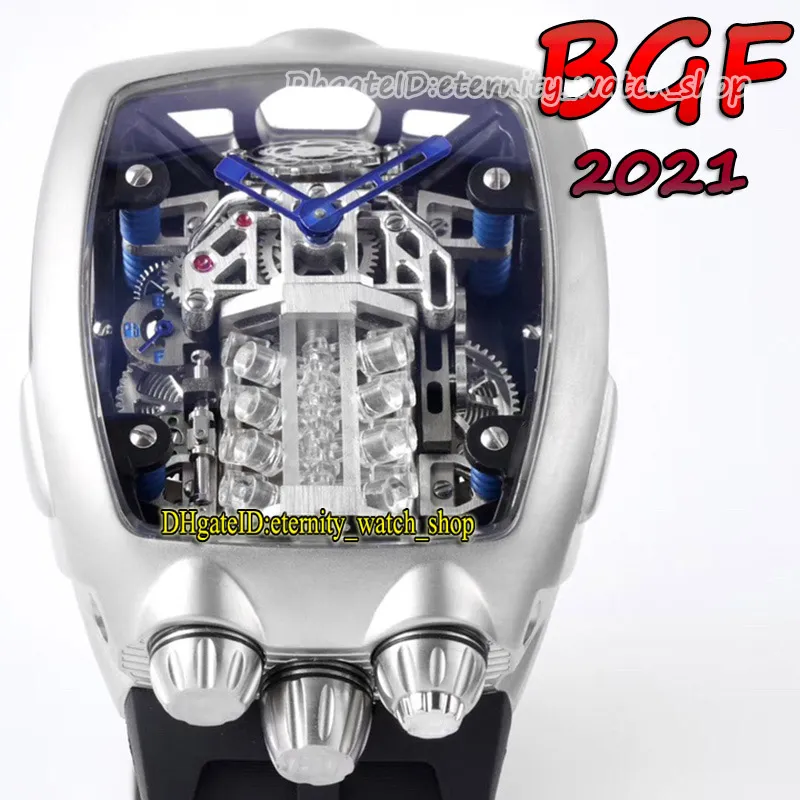 Последние продукты BGF 2021 Супер ходовой 16-цилиндровый двигатель Черный циферблат EPIC X CHRONO CAL V16 Автоматические мужские часы Черный корпус eternit320k