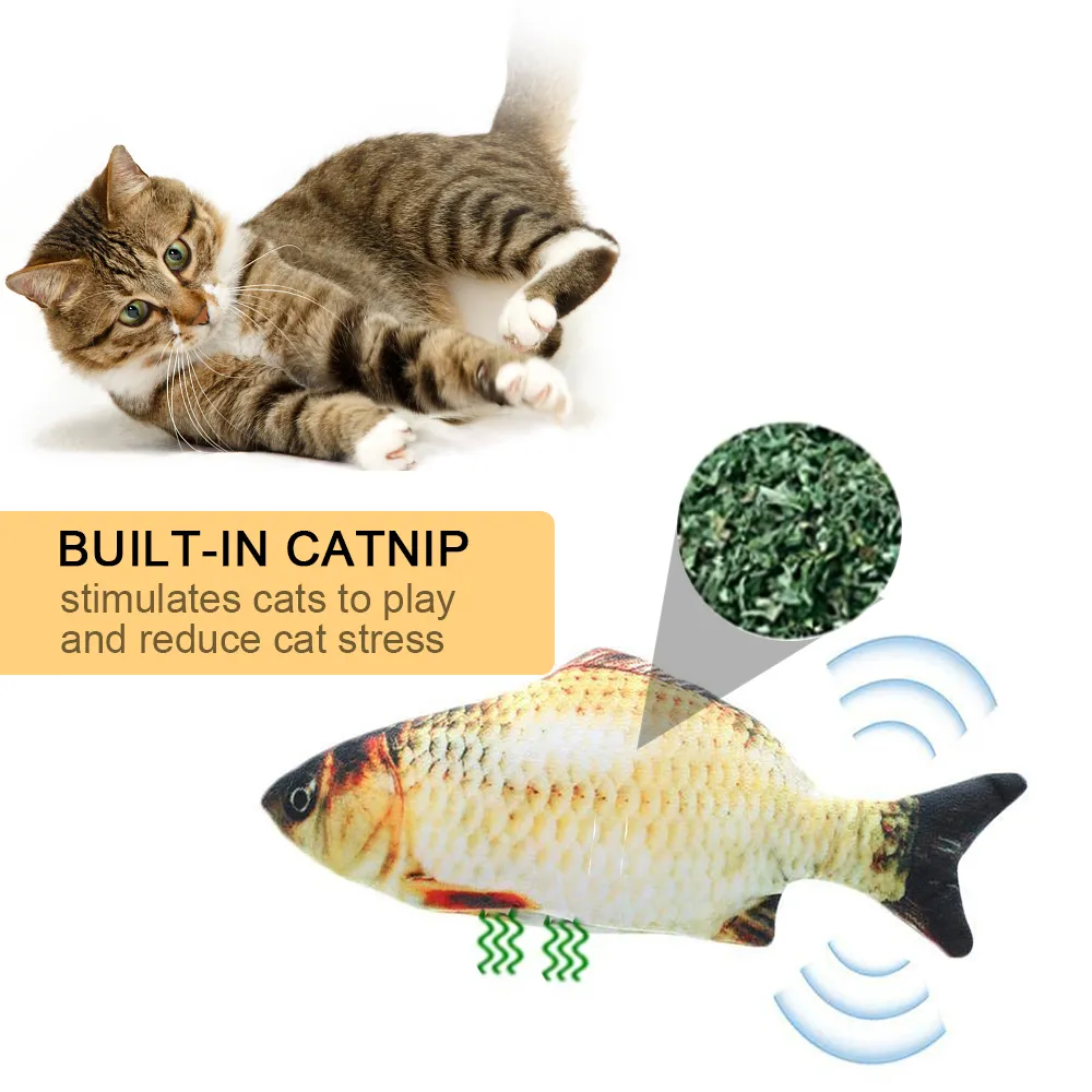 Simulación eléctrica Fish Cat Toy USBCharging Mascotas interactivas Cat Toys Pet Cat Fish Toy para morder Masticar Patear LJ201125