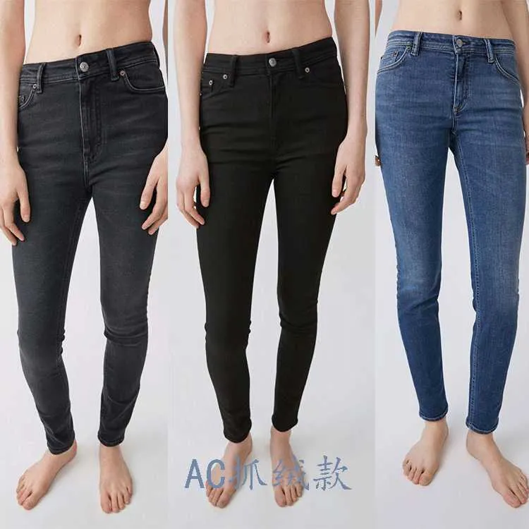 Kvinnors Jeans AC Sweden Samma Skinny Tricolor Non Fleece / Medium Waist Tight Små Fot Denim Byxor För Kvinnor
