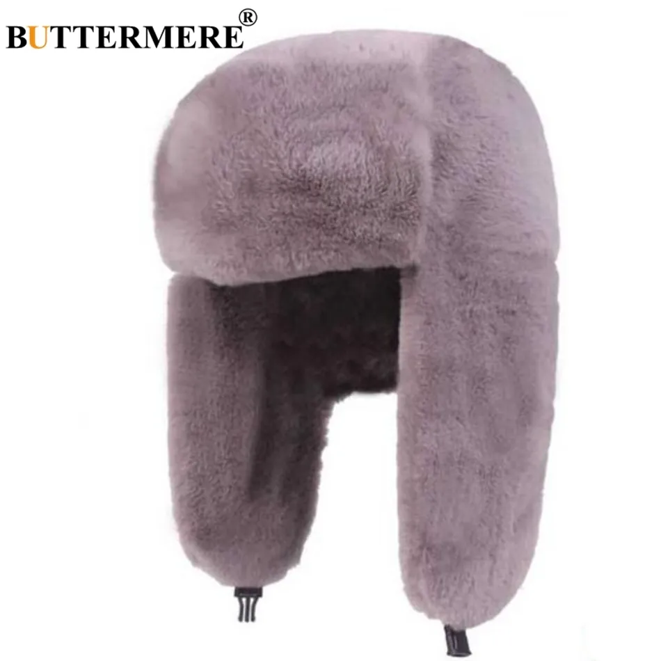 Gorros de pele buttermere femininos chapéus bomber rosa chapéu de inverno feminino russo mais grosso quente sólido macio à prova de vento orelha aba chapéu ushanka 2010194486282