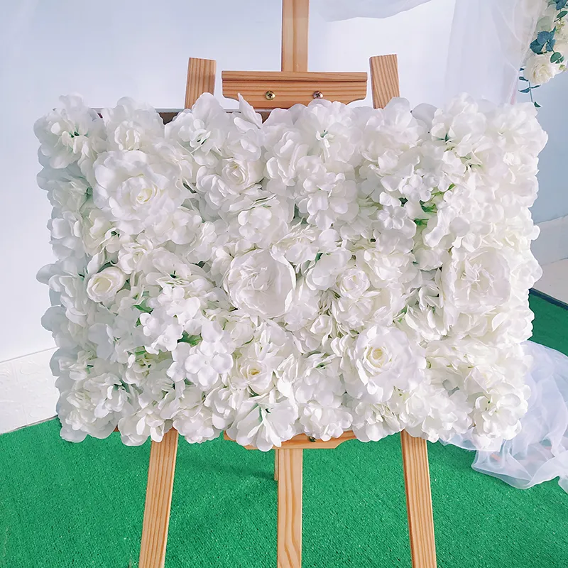 Flores de rosa de seda 3D Telón de fondo Decoración de la boda Panel de pared de flores artificiales para la decoración del hogar Telones de fondo Baby Shower 201222