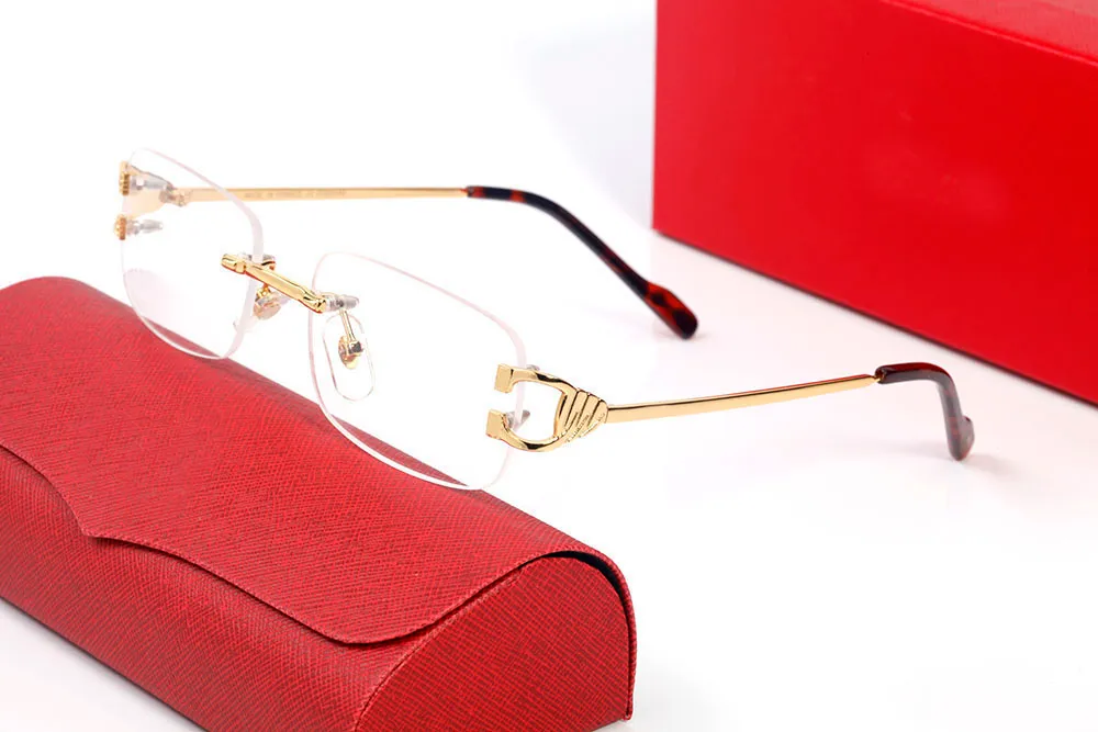 Дизайнерский бренд роскошные солнцезащитные очки Carti Rames Fashion Men Золотые очки без оправы для человека против отражающего солнцезащитных очков Metal Silver Fr273f