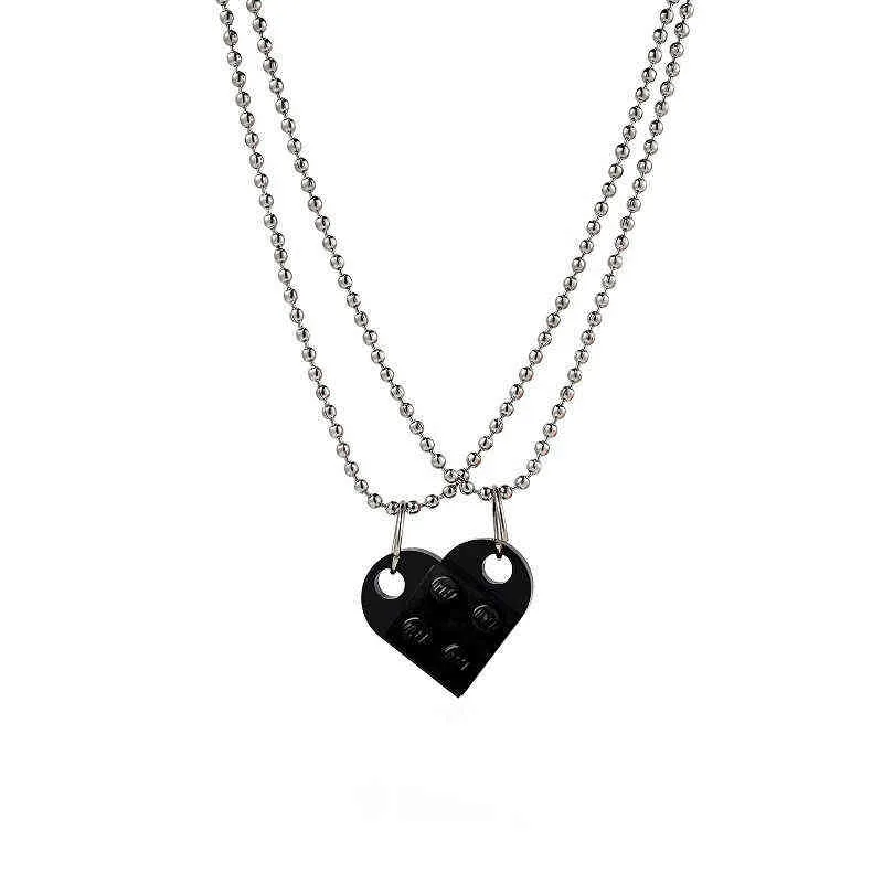 Två styck söta tegel hjärta hängsmycke halsband ny design lego hjärta halsband för kvinnor män flicka pojke smycken grossist g220310