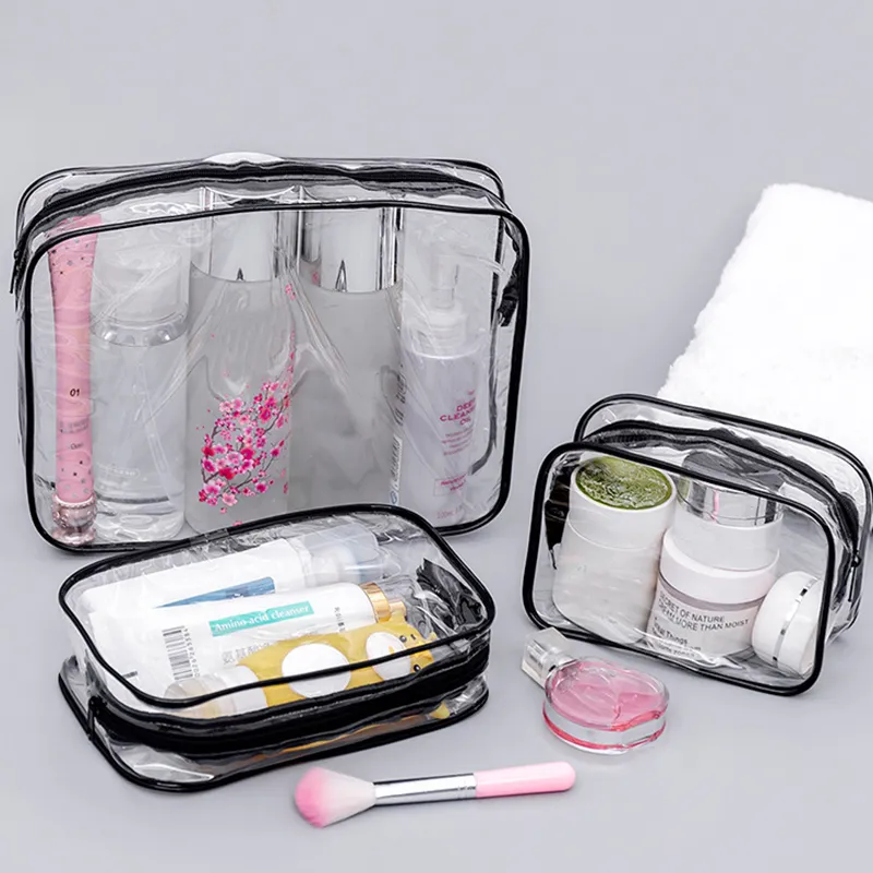 Şeffaf Makyaj Çantası Kadınlar Kozmetik PVC Seyahat Organizatörü Clear Beauty Case Tuvalet Yıkama Su geçirmez Depolama 220218