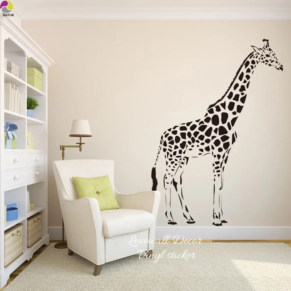 Cartoon giraffe Wall Sticker Baby Nursery Kids Room Cute Large Africa Giraffe Animal Wall Decal Living Room Vinyl Home Decor DIY